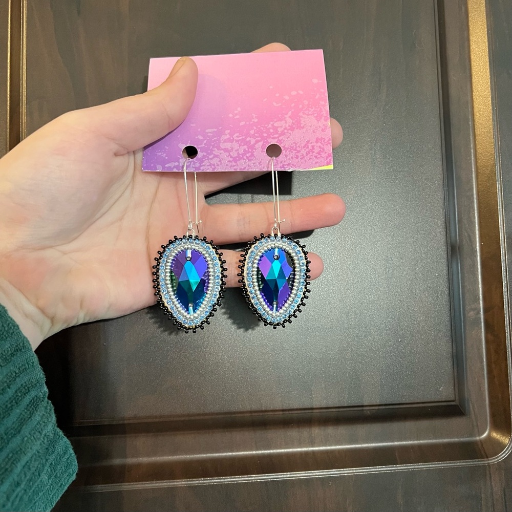 Handmade Beaded Teardrop Earrings